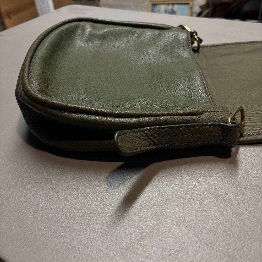 Fossil Olive Green Pebbled Leather & Suede Saddle Bag - Picture 15 of 16